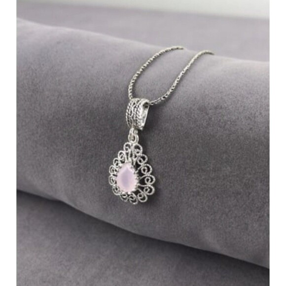 925 Sterling Silver Turkish Filigree Necklace for Women, NEW,HandmadeGift - Picture 5 of 7